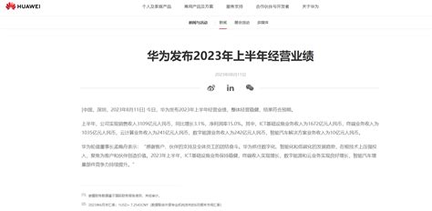 华为发布2024年上半年经营业绩 .